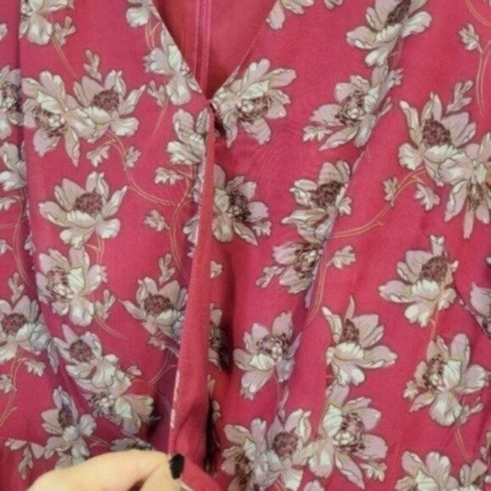 Sharagano Floral Faux Wrap Midi Dress Pink Plus NWT - Picture 9 of 14